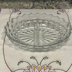 Vintage Fostoria Americana Clear Glass Divided Serving Dish